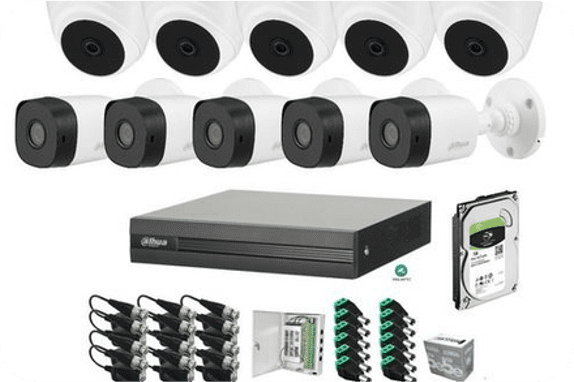 kit de 10 cámaras Dahua de 2 MP (con micrófono)