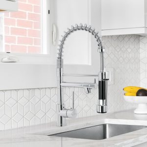 Monomando con doble salida para fregadero, Cromo, ELEMENT